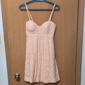 Peach Lace Spaghetti Strap Dress
